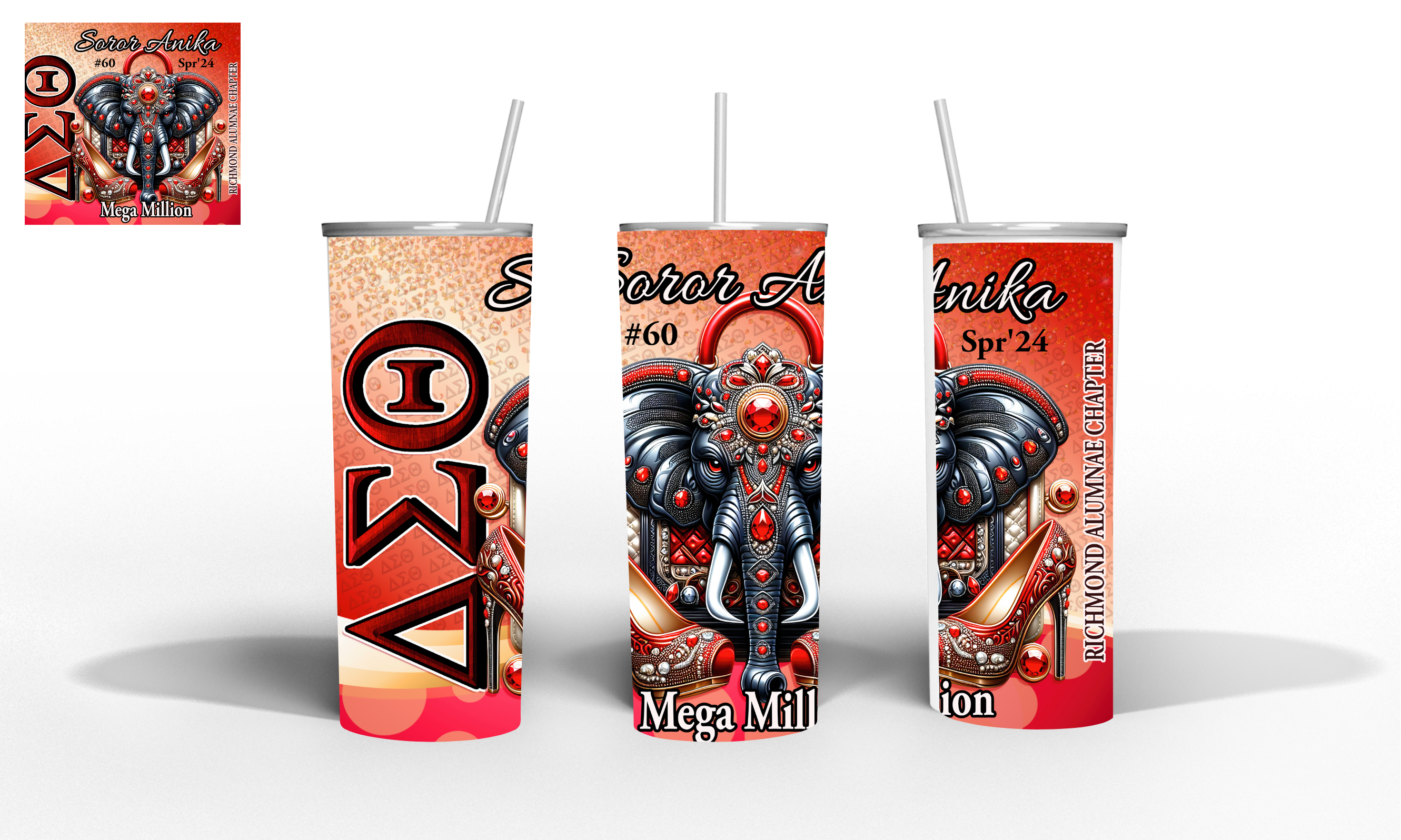 Drinkware - Sublimated 20oz Skinny Tumbler - DST Elephant