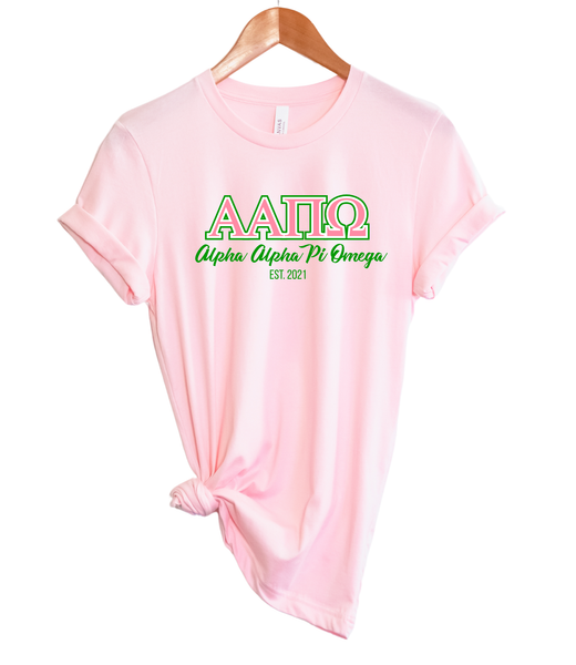 Greek- Alpha Alpha Pi Omega Chapter Tee – Pink or White
