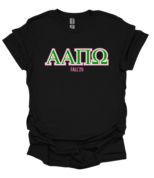 Greek- Alpha Alpha Pi Omega Fall ’25 Tee – Black