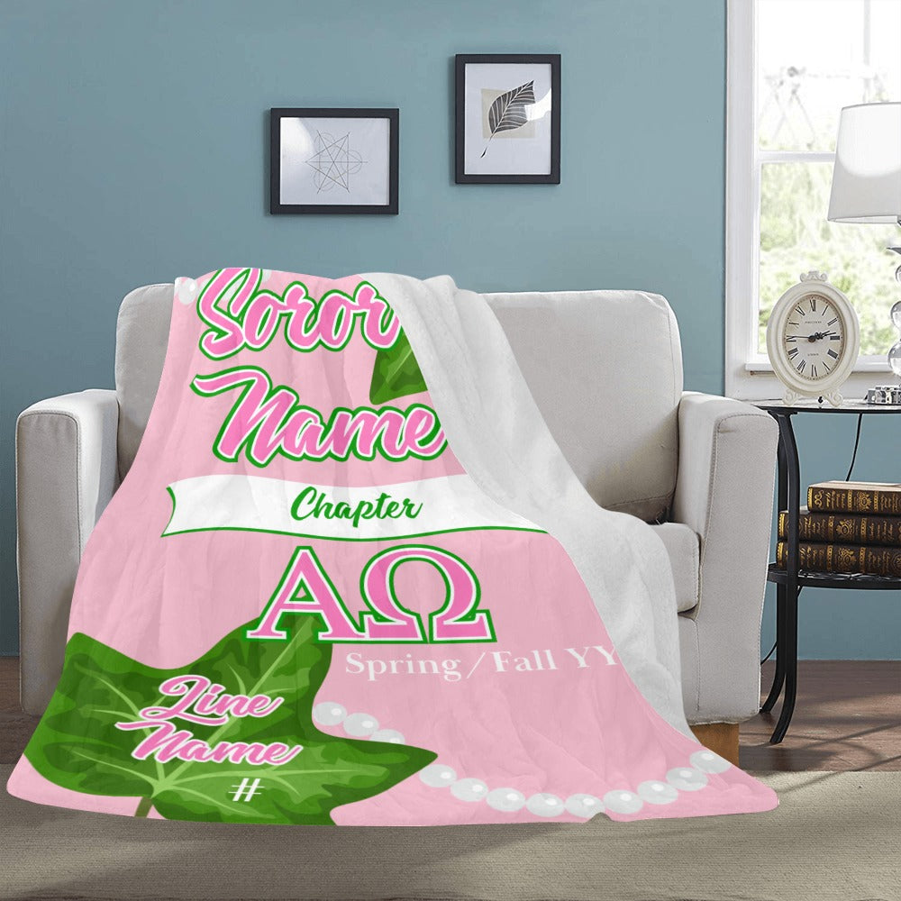 Greek - Personalized Ivy & Pearls Sorority Micro Fleece Blanket
