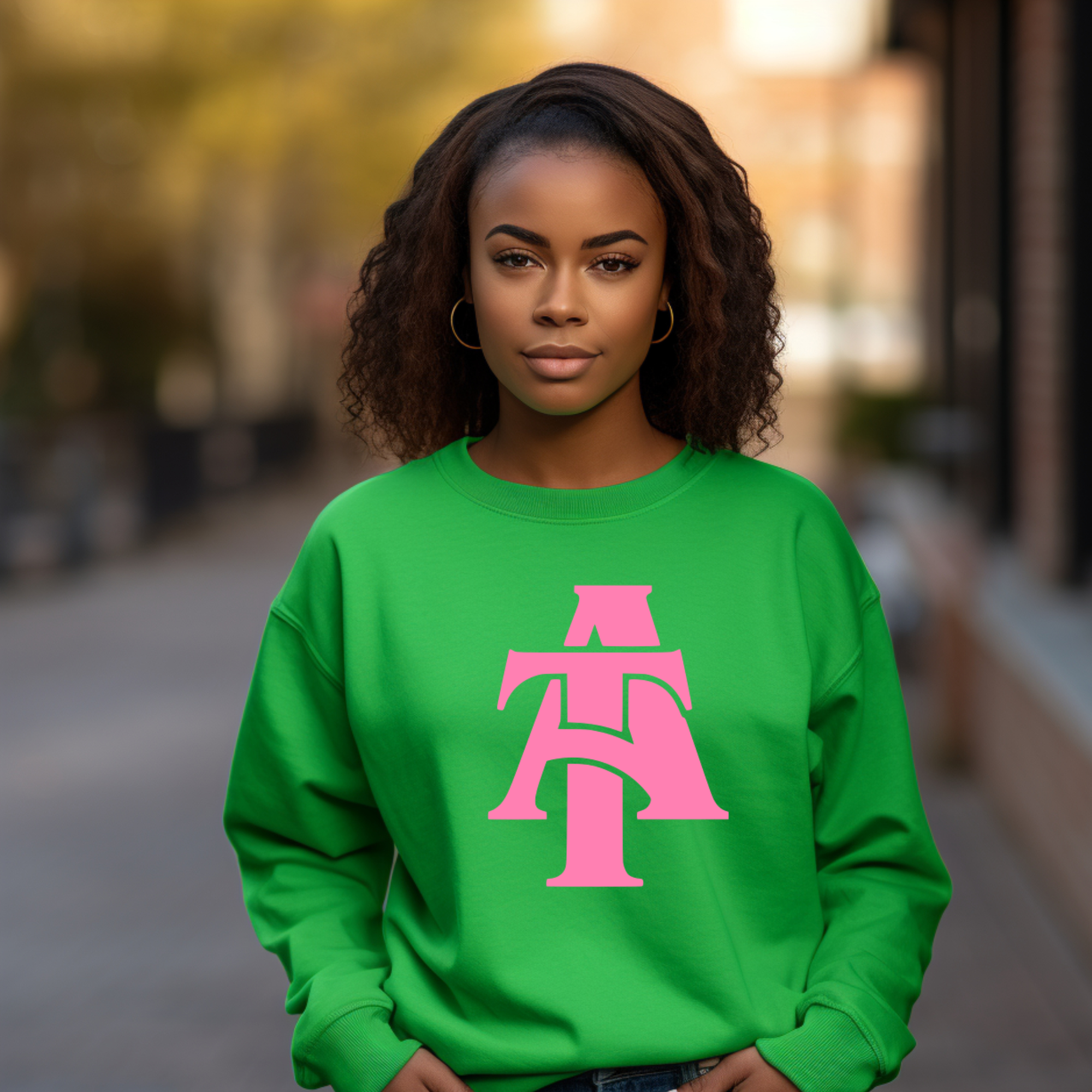 HBCU -  A&T Interlock Sweatshirt (Pink & Green)