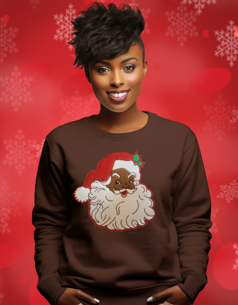 Black Santa Claus Chenille Patch Sweatshirts