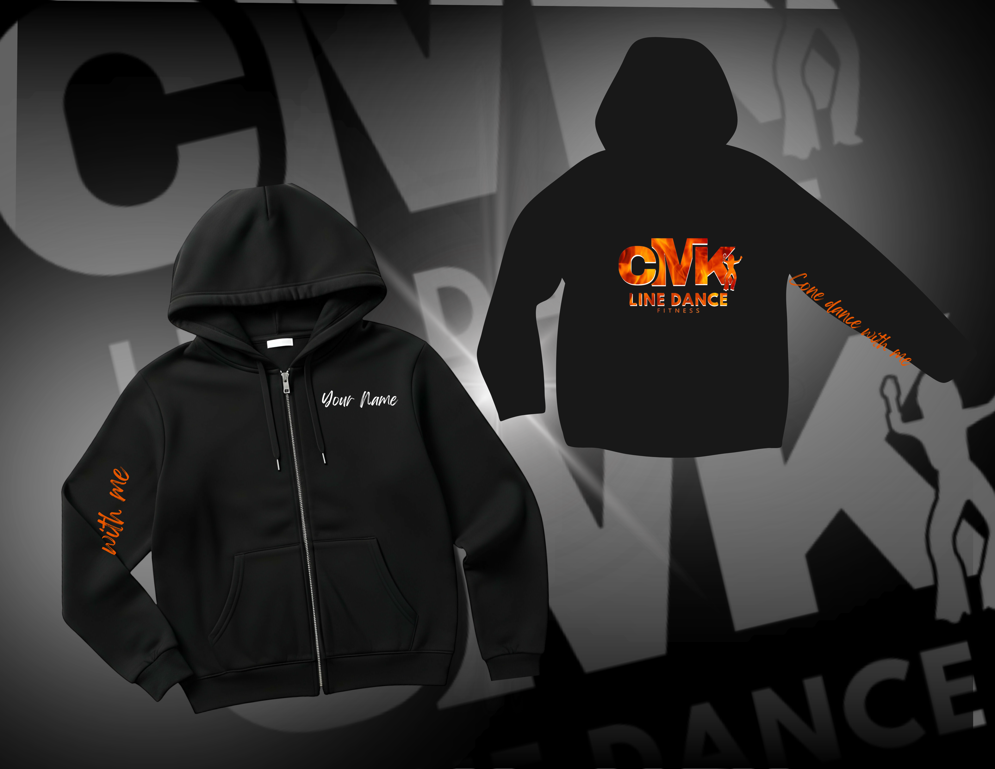 CMK Line Dance Fitness – Custom Zip Hoodie (Fire Logo Edition)
