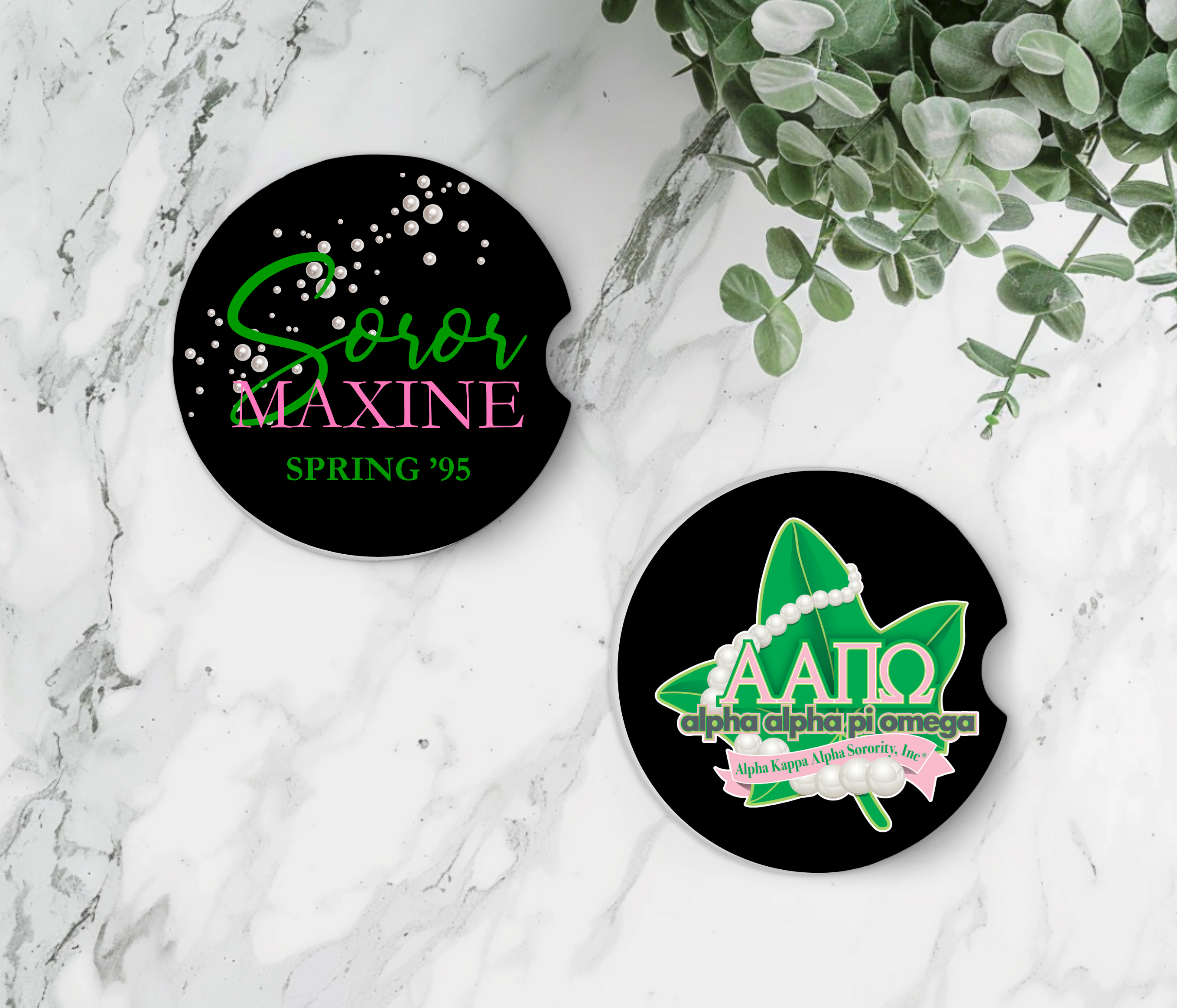 Greek - Personalized Sorority Ceramic Car Coasters – Set of 2