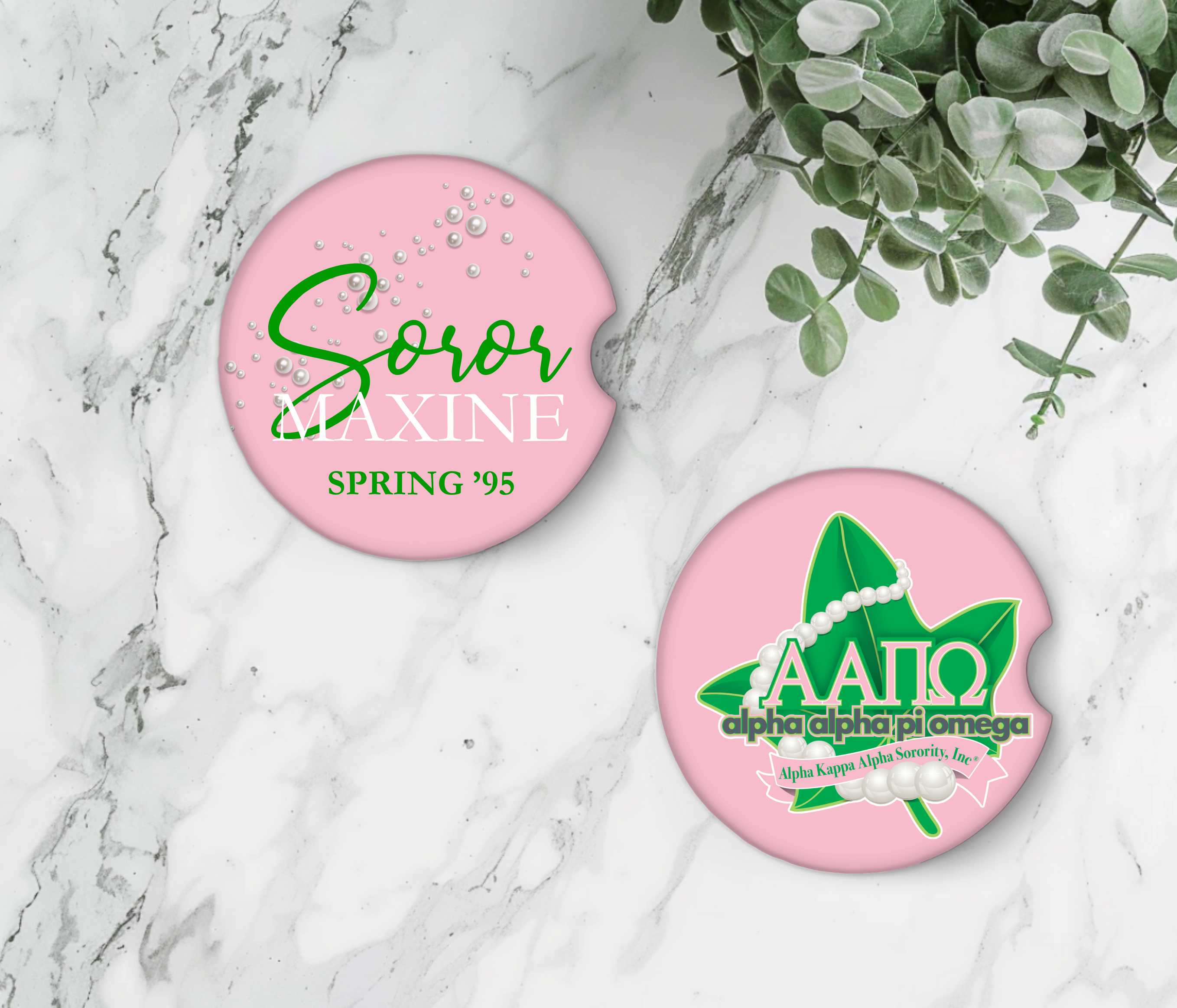 Greek - Personalized Sorority Ceramic Car Coasters – Set of 2