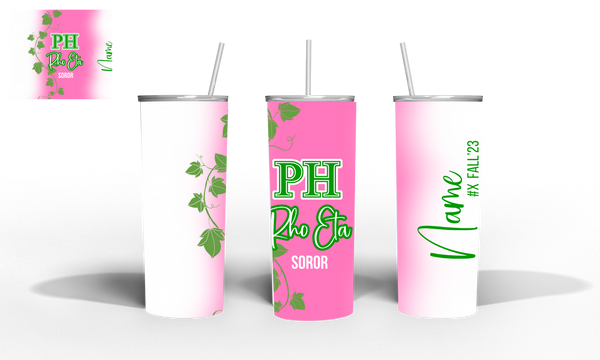 Drinkware - Sublimated 20oz Skinny Tumbler - Pink & Green Inspired