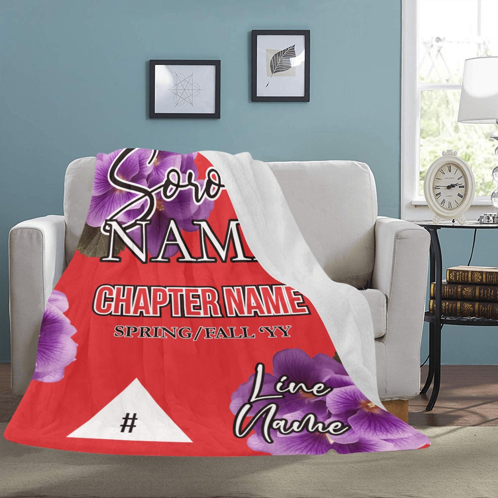Greek - Personalized African Violet Sorority Micro Fleece Blanket