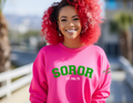 Greek - "Soror" Sweatshirt with Chapter on Sleeve