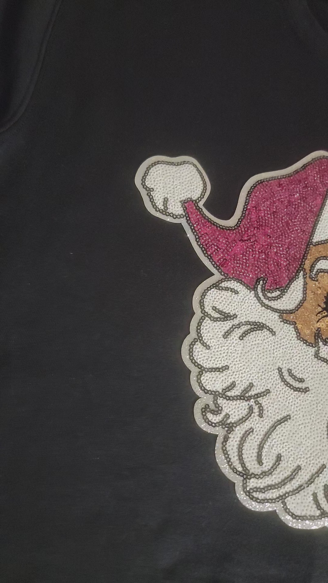 Black Santa Claus Sequin Patch Sweatshirt