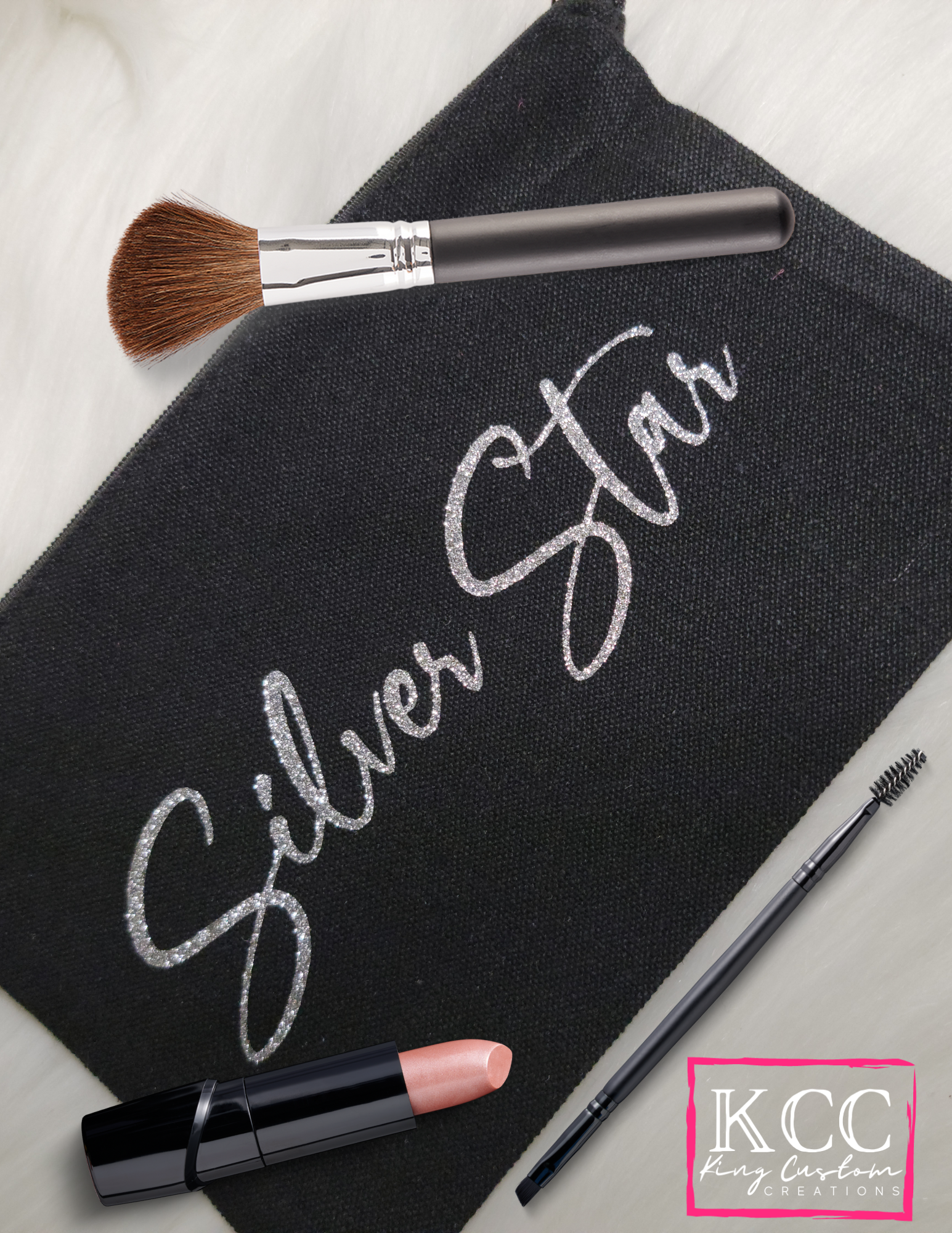 Greek - AKA - Silver Star Makeup Bag